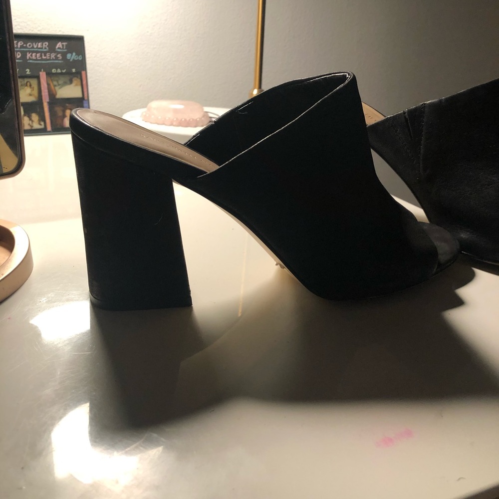 Black suede mules